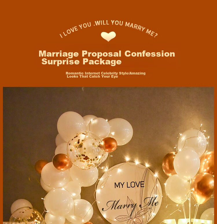 Abaoli KT Board Proposal Setup, Indoor And Outdoor Valentine's Day Birthday Party Balloon Supplies, Confession Hotel Room Decorations, Props 1