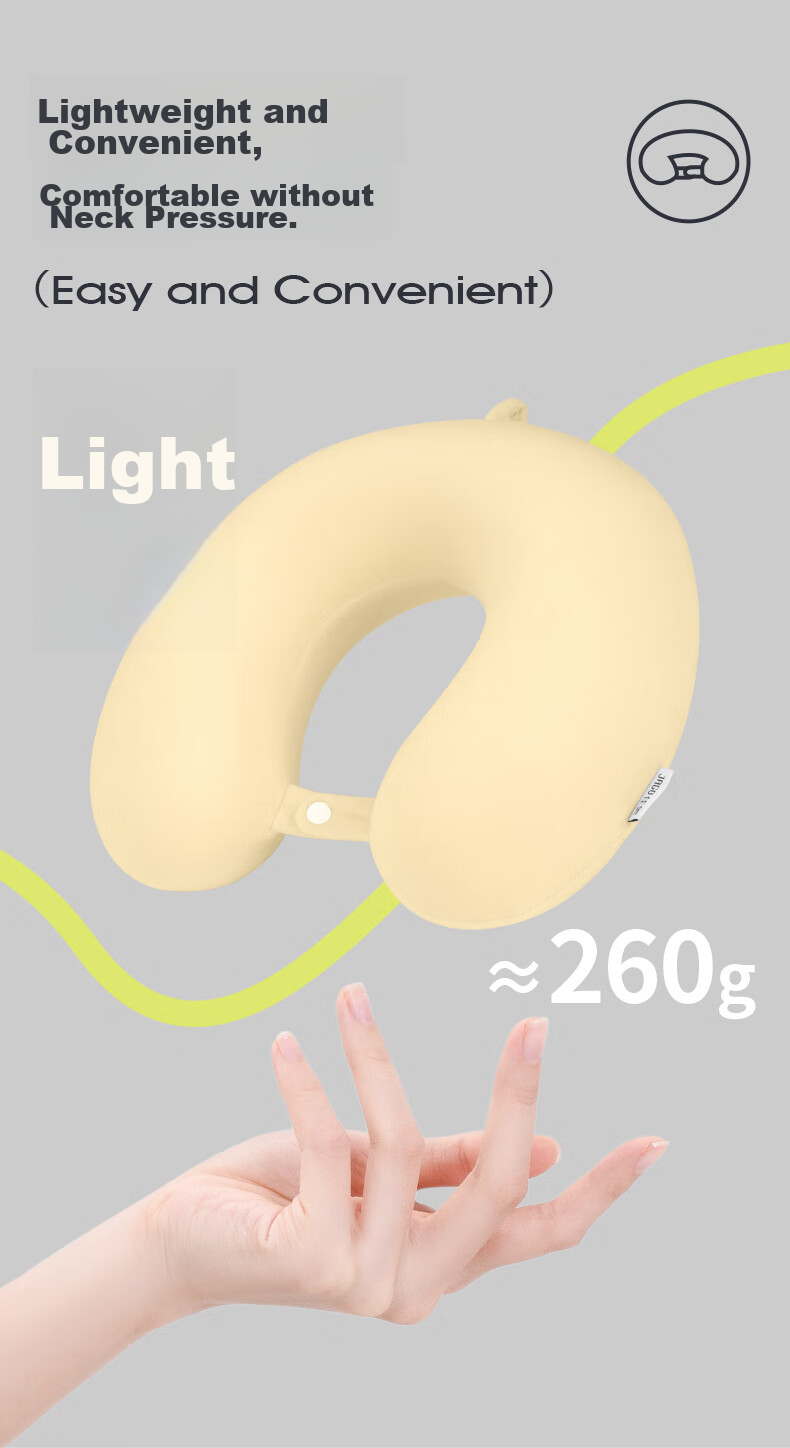 JAGO U-Shaped Neck Pillow, Cervical Pillow, U-Shaped Neck Support Pillow, Airplane Travel Headrest, Memory Foam Nap Pillow, Cervical Spine Pillow, Beige 6