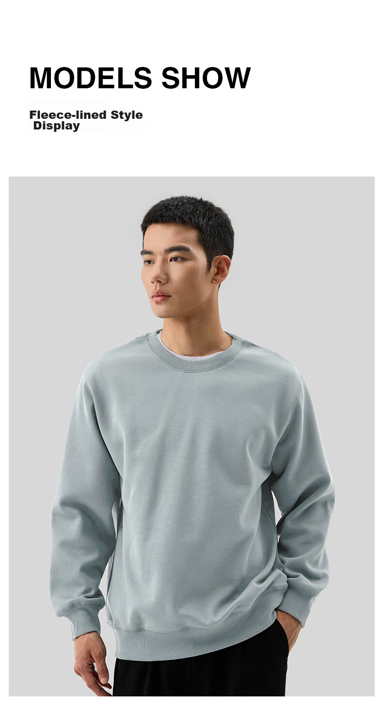 MARKLESS Men's Sweatshirt 100% Cotton Autumn Casual Crewneck Pullover 0434 Pine Green 2XL 11