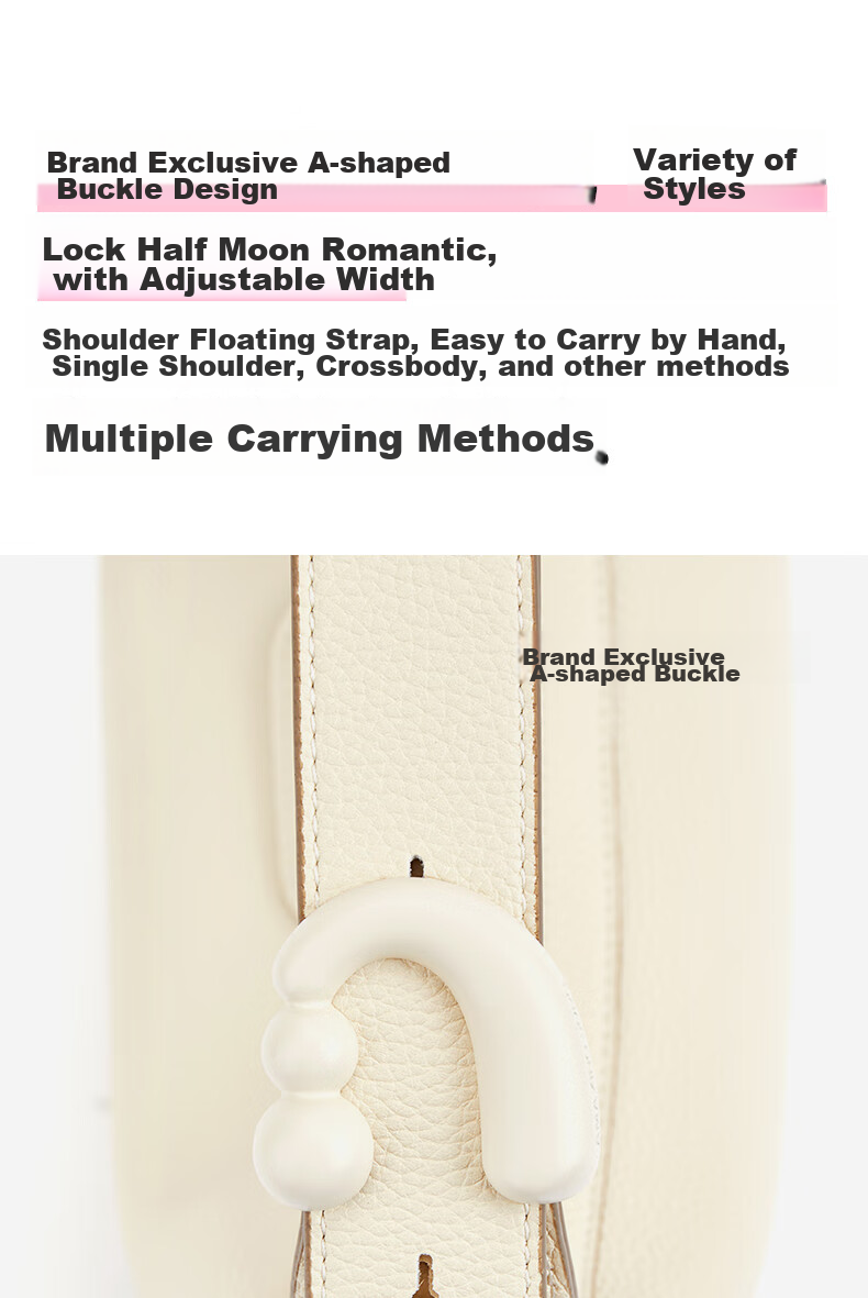 AMAZING SONG Half-Moon Bag, Small Size, Original High-End Designer Crescent Bag, Cowhide Shoulder Crossbody Underarm Women's Handbag, Birthday Gift 5