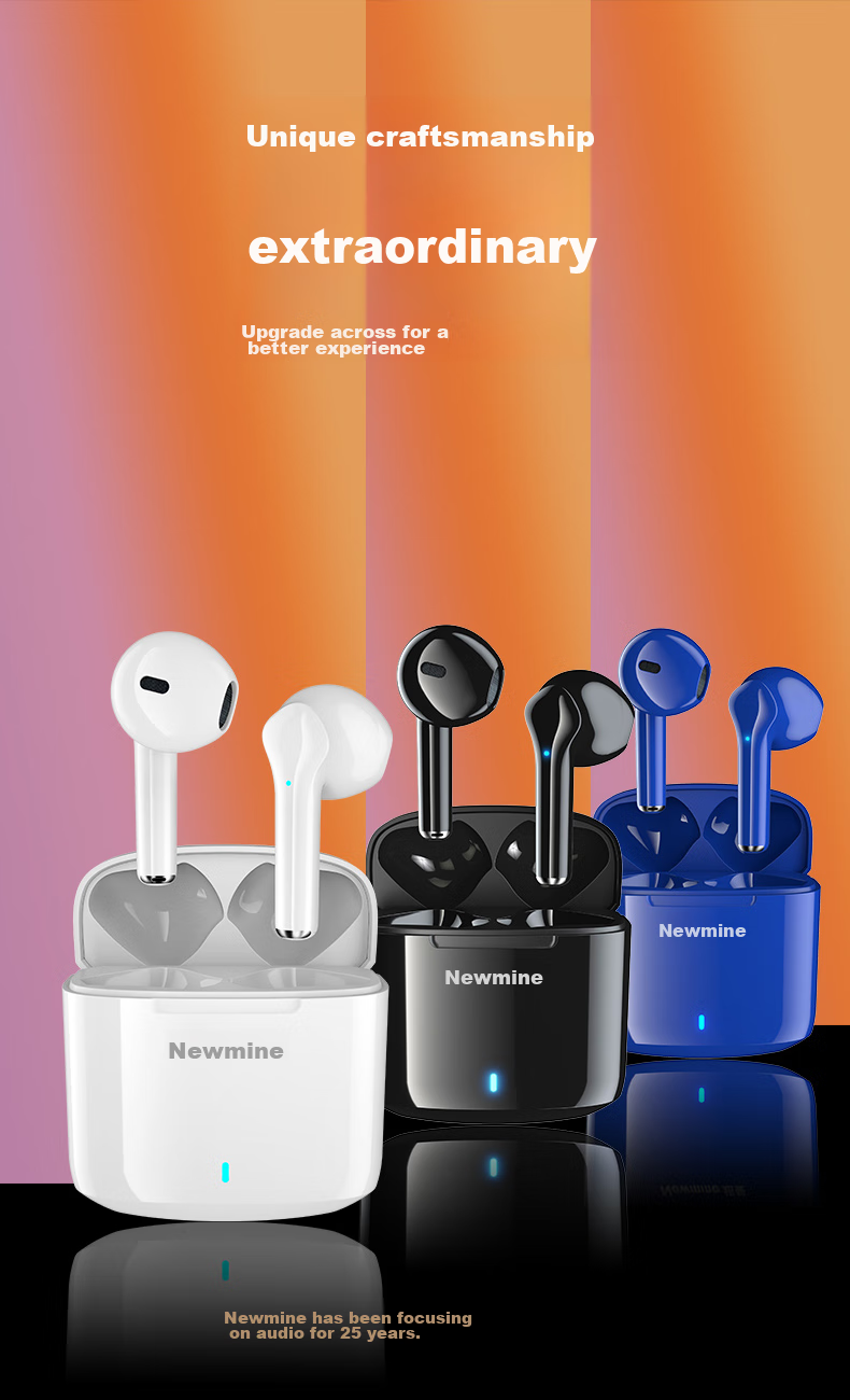 Newmine X9Pro Active Noise Cancelling In-Ear True Wireless Bluetooth Earphones High-Quality Sound Long Battery Life 25 Years New Model Top 10 Compatible with Apple Huawei Xiaomi Black 6