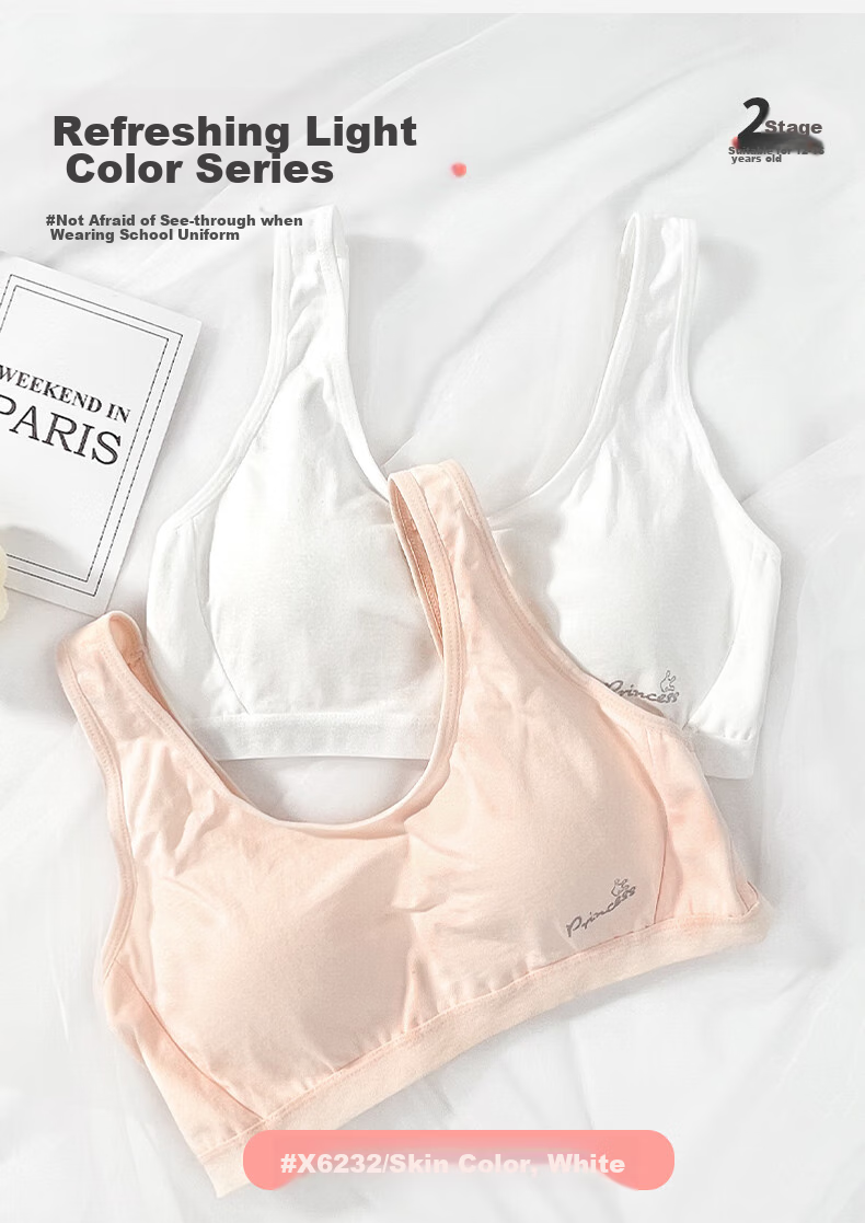 Ailier &ouluola Girls' Underwear, Bra for Ages 15-18, High School Pure Cotton, Puberty, Middle School Teenagers, Adolescent Girls, Student Bras, Size 75B 11