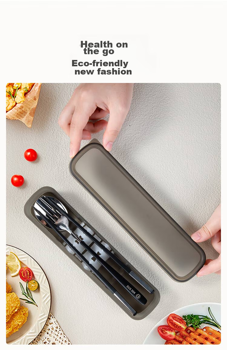 JD Original Cute Space Capsule Portable Cutlery Set, 304 Stainless Steel Spoon And Chopsticks, Elementary School Student Takeaway Cream-Colored Tableware 10