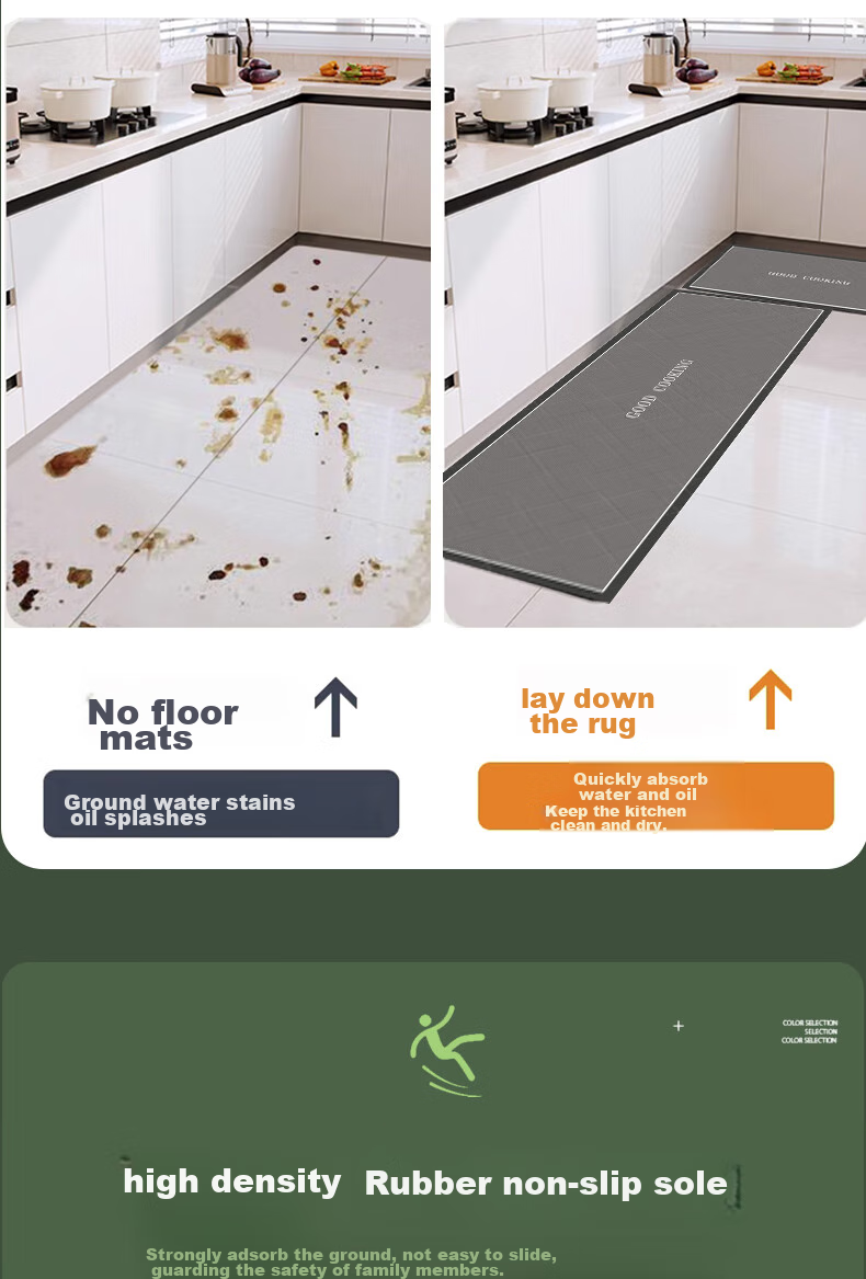 Zunchao Kitchen Floor Mat, Absorbent, Oil-Resistant, Waterproof, Non-Slip, Wipeable, Washable, Dirt-Resistant Mat 7