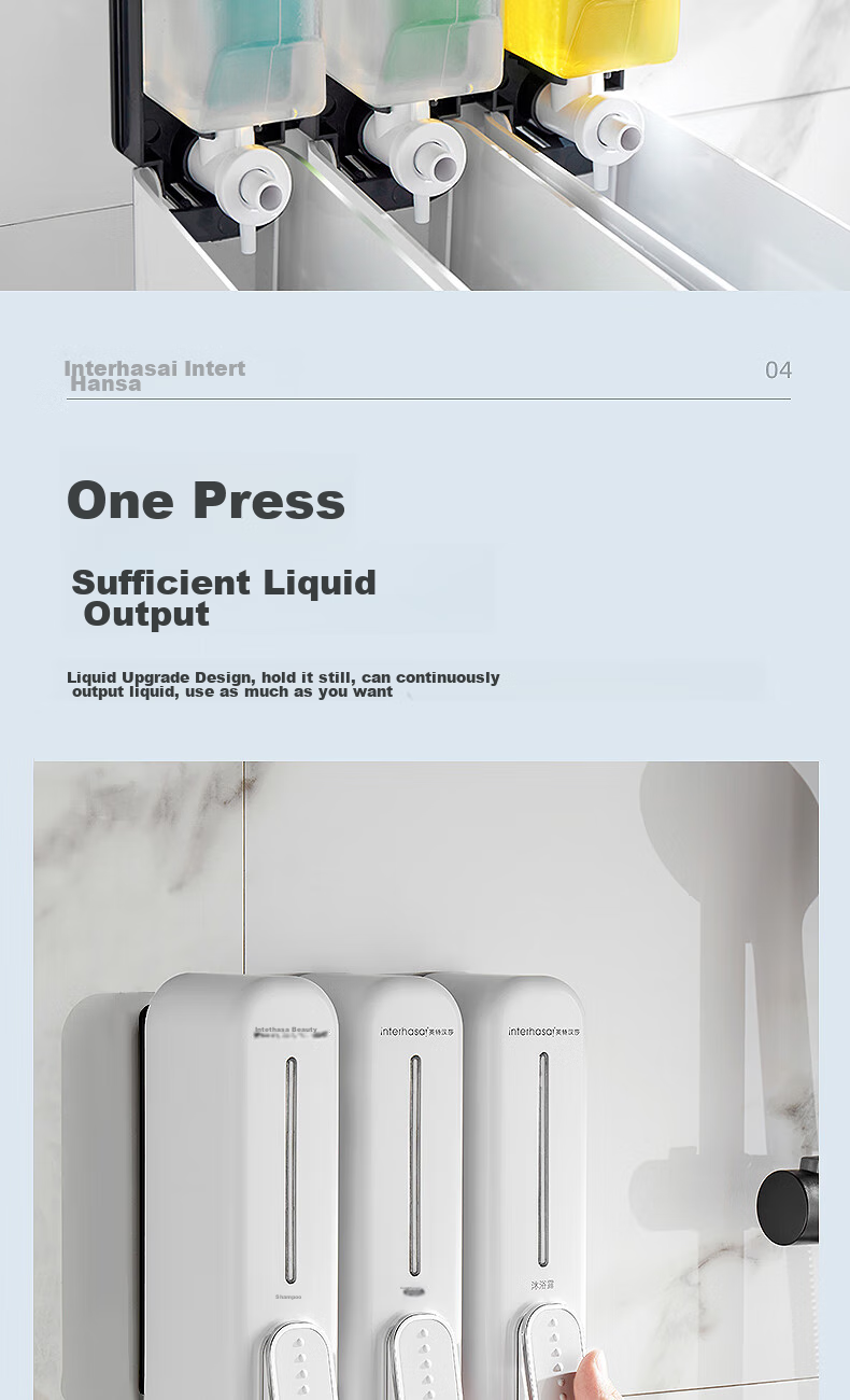 Interhasa! Three-Head Soap Dispenser Wall-Mounted Hand Soap Holder, Hotel Shower Gel Dispenser, Refill Bottle Pump F7020 5