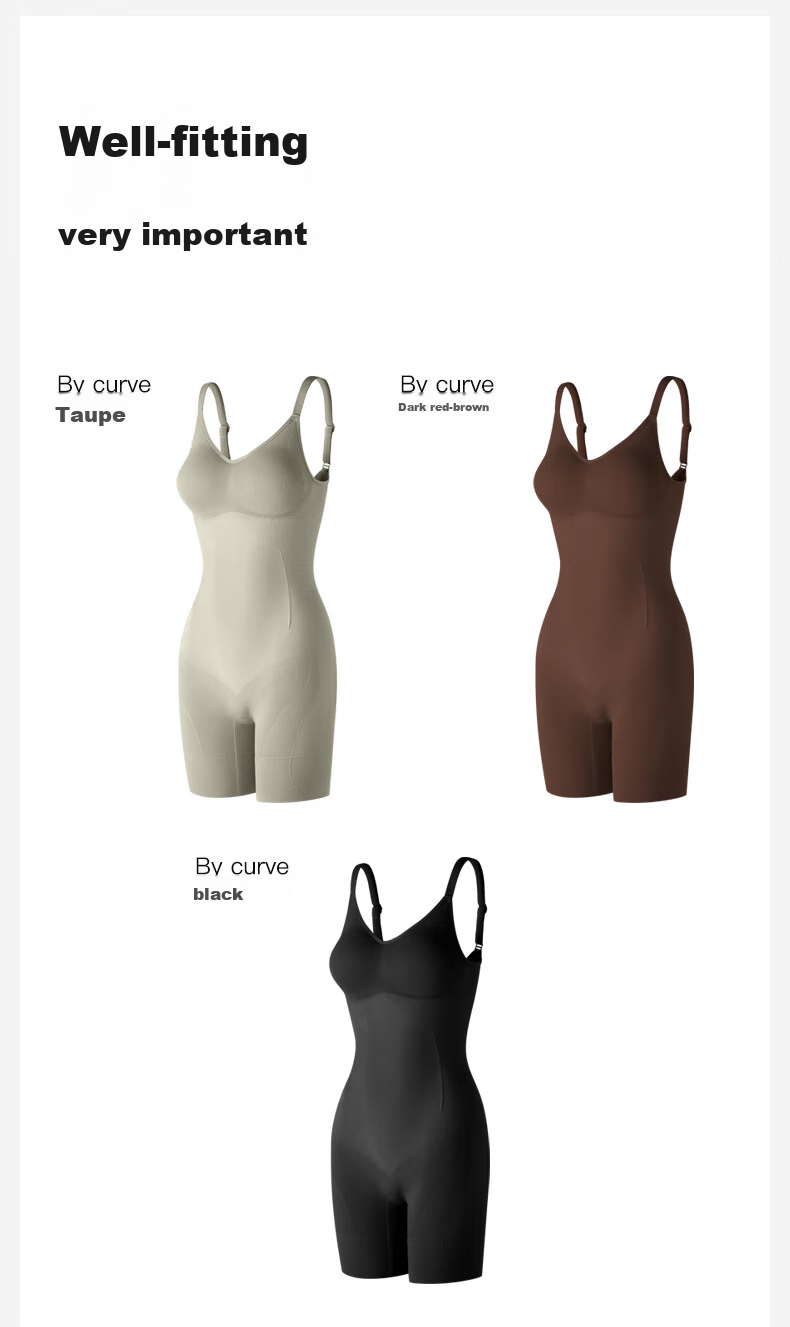 Quxianzhuyi [Song Xi Same Style] Black Chocolate Slimming Bodysuit Tummy Control Waist Cincher, Black [Thin Straps], Size M 33