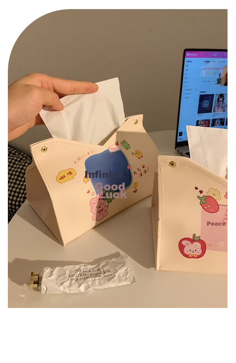 Fanyejia Luxury Oil Painting Tissue Box with Leather Cover, Creative High-Quality Napkin Holder for Living Room, Storage Box for Car Use 3