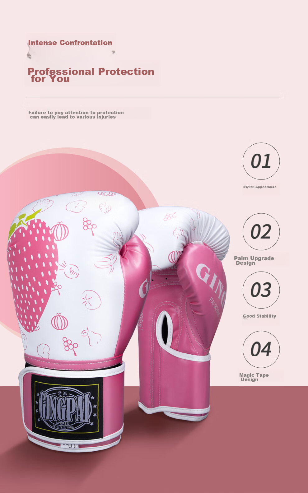 Jingpai Boxing Gloves for Children And Adults, Women's Punching Gloves for Fighting, Muay Thai, Sanda Training, Professional Combat, Punching Bag, 8OZ 3