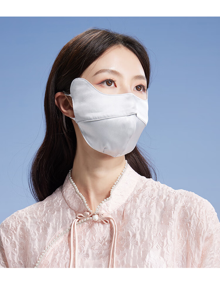 Shanghaigushi Silk Sun Protection Face Mask, Lightweight And Thin, 100% Mulberry Silk Face Cover for Women, Summer UV Protection for Driving, Silver Gray 11