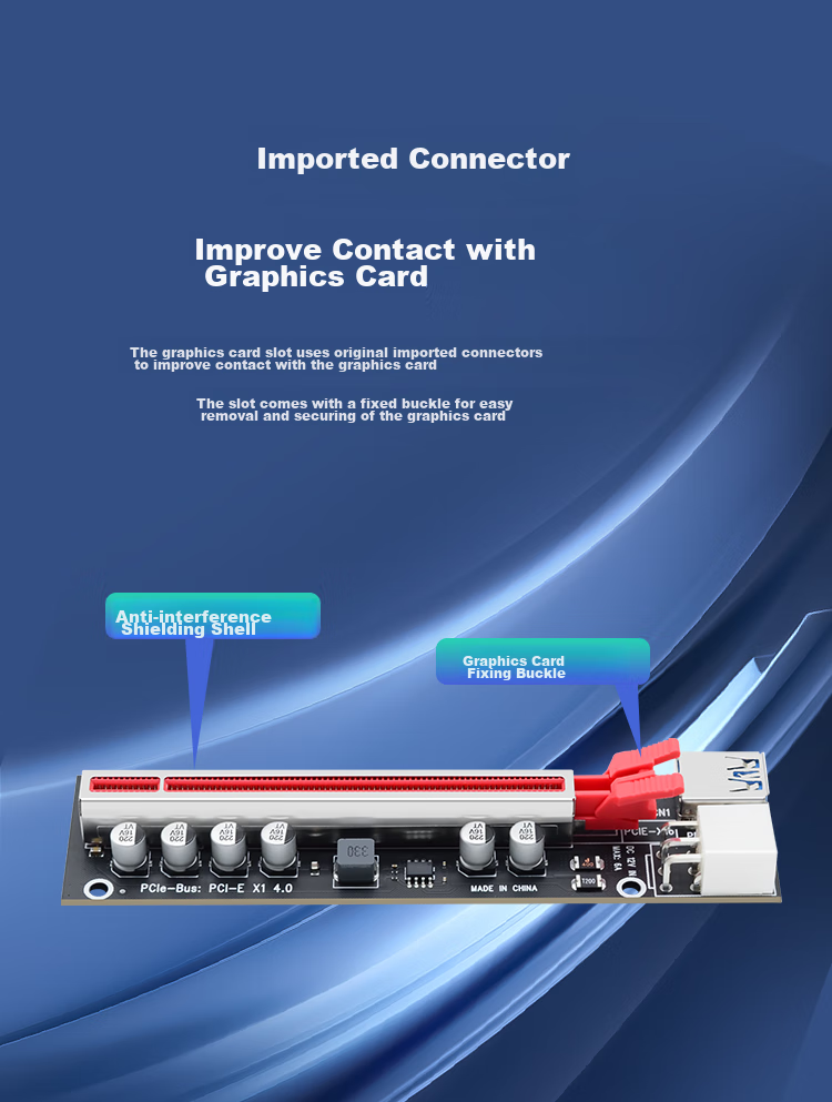 EB-LINK PCI-E X1 to X16 Graphics Card Extension Cable, PCIe 1X to 16X Adapter Cable, Expansion Card, Large 6P Power Supply, Stable Flagship Versio 4