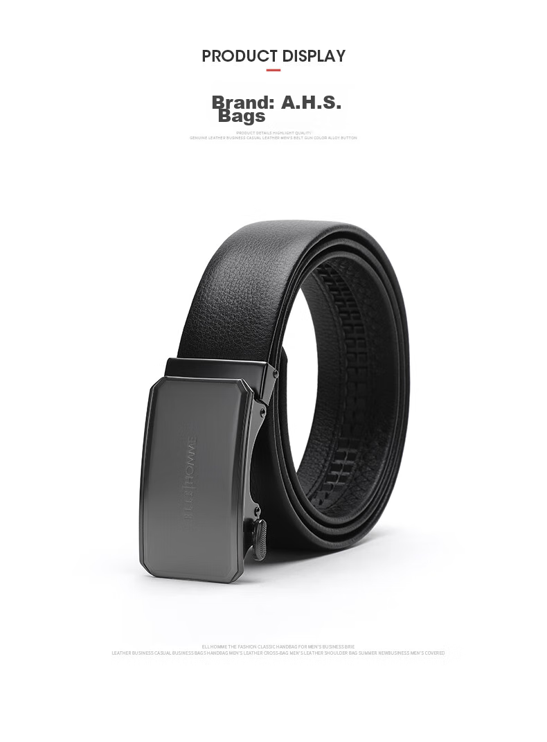 ELLE HOMME Men's Belt, High-Quality Top-Grain Leather Automatic Buckle Waistband, Business Formal Trouser Belt, Birthday Gift for Me 7