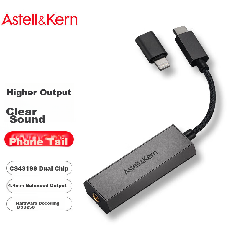 Iriver Astell&Kern AK HC2 Decoding Headphone Amplifier Cable, 4.4mm HIFI Balanced, for Apple And Android Phones, Computers, Portable Small Tail, Deep Silver Color, Gift World Cup