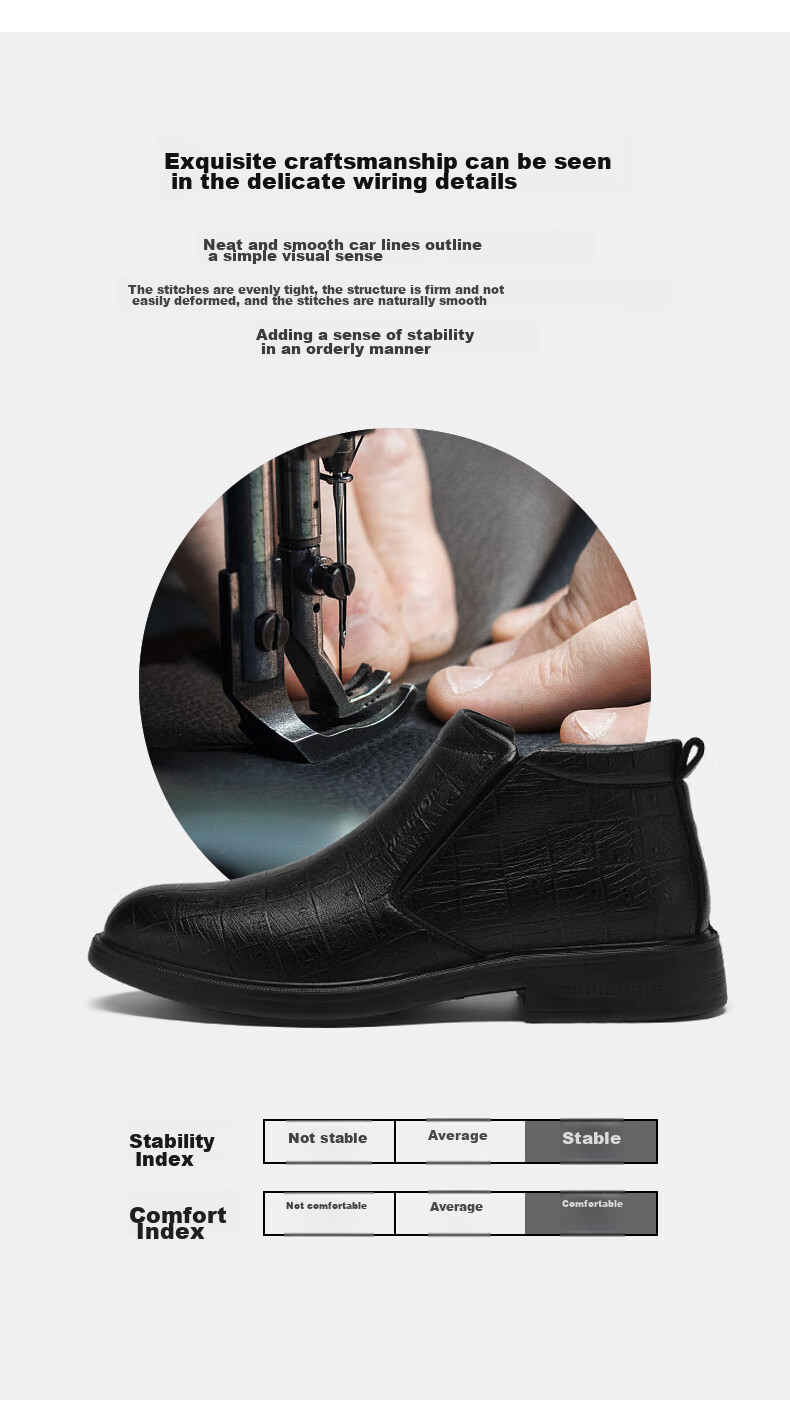 Huili (Warrior) Leather Boots for Men, Business Casual Retro Fashion Boots, Style 1949, Black, Size 44 3