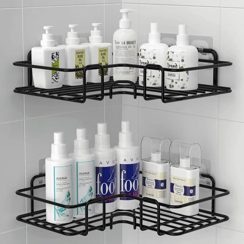 Yagao Bathroom Storage Rack, No Drilling Required Triangular Corner Shelf, Wall-Mounted Storage Basket for Bathroom And Kitchen, Buy One Get One Free