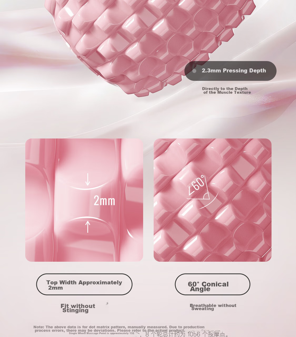 Keep 8 Detachable Circular Massage Roller for Thighs And Calf, Leg Slimming Device, Muscle Relaxation Foam Roller, Cherry Blossom Pink 14