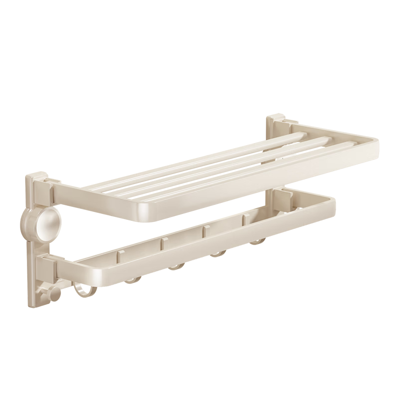MICOE Suction Cup Towel Rack, Bathroom Storage Shelf, Foldable Towel Bar, No Drilling Required, Cream-Colored Bath Towel Rack