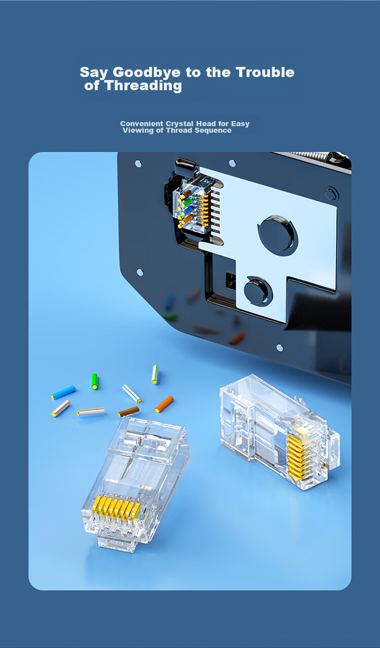 SAMZHE Category 6 Straight-Through Punch-Down Crystal Head, 8P8C Gold-Plated Gigabit Network Connector, RJ45 Cable Plug, CAT6 Through-Hole Crystal Head, 30 Pieces, CKT630 4