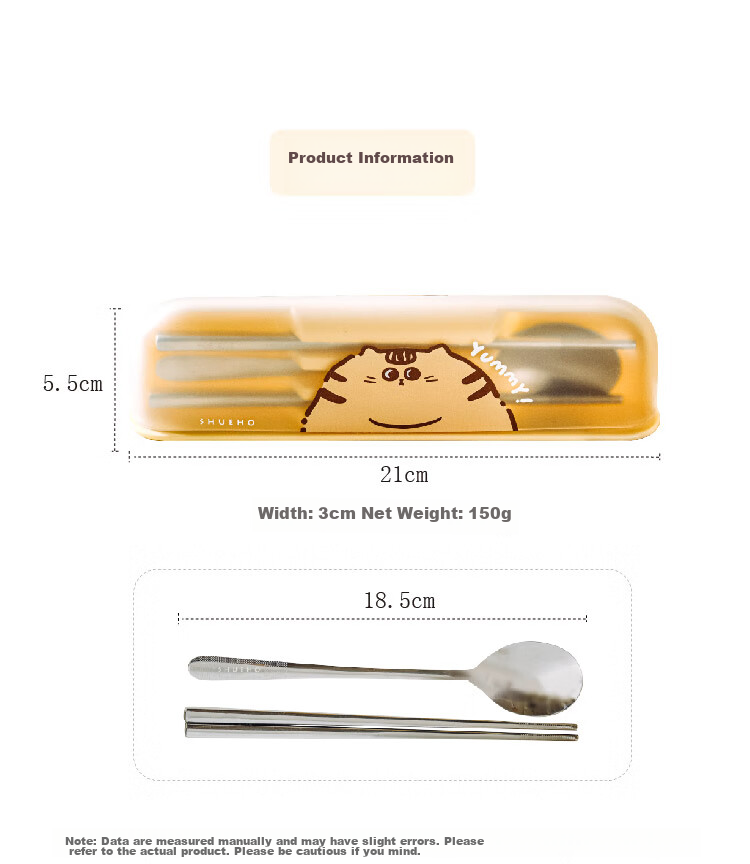 Shuke Orange Cat Tableware Box for Elementary School Students, Portable Stainless Steel Chopsticks And Spoon Set for Children, Suitable for Individual Use 9