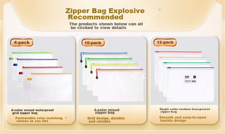 Deli A4 Subject Classification Zipper Pouch Waterproof Pen Holder for School Supplies, Receipt And Exam Paper Storage, Transparent Mesh Document Organizer, Pack of 5, 33124 1
