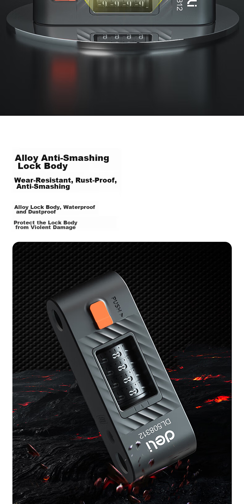 Deli Password Lock Glass Door Lock Anti-Shear U-Shaped Lock Office Shop Padlock Anti-Shear Anti-Pry Lock, Green Model 5