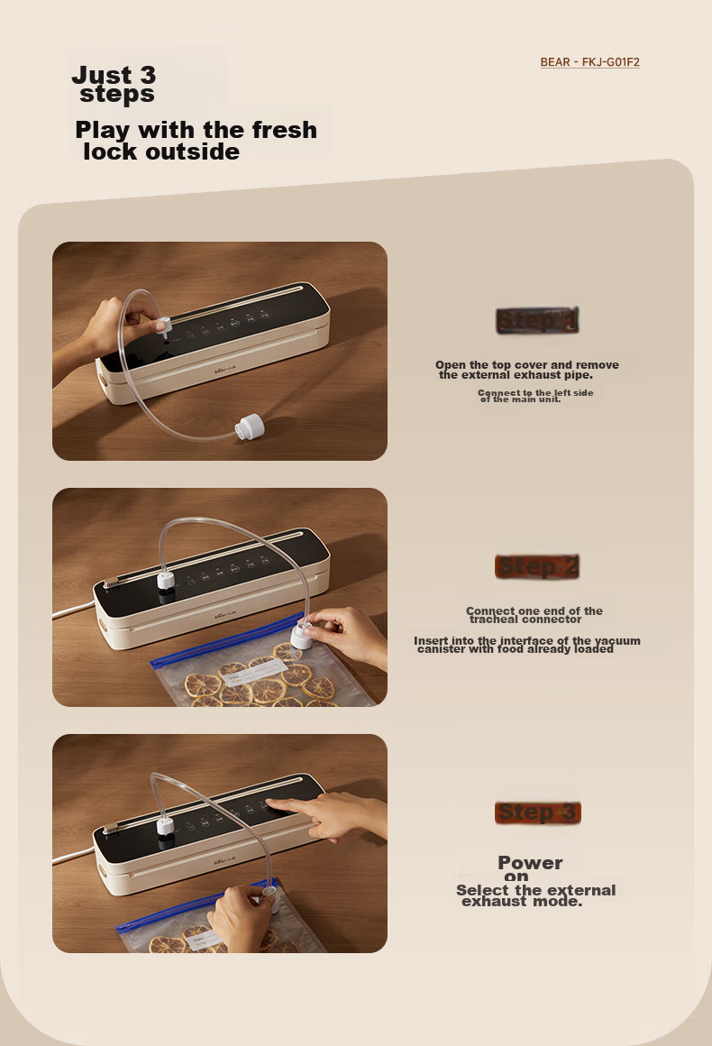 Bear Vacuum Sealing Machine, Home And Commercial Fully Automatic Vacuum Sealing All-In Machine, Dry And Wet Dual-Use Vacuum Sealer Packaging Machine FKJ-G01F2 22