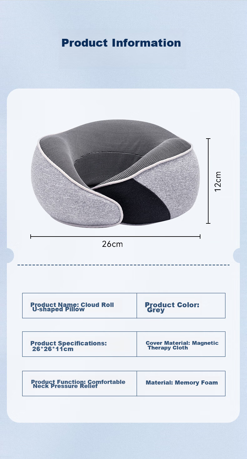 Mixiaoshu U-Shaped Pillow, Portable Travel Memory Pillow, Airplane Office Neck Pillow, Nap Pillow, Car Travel Pillow, Gray 10