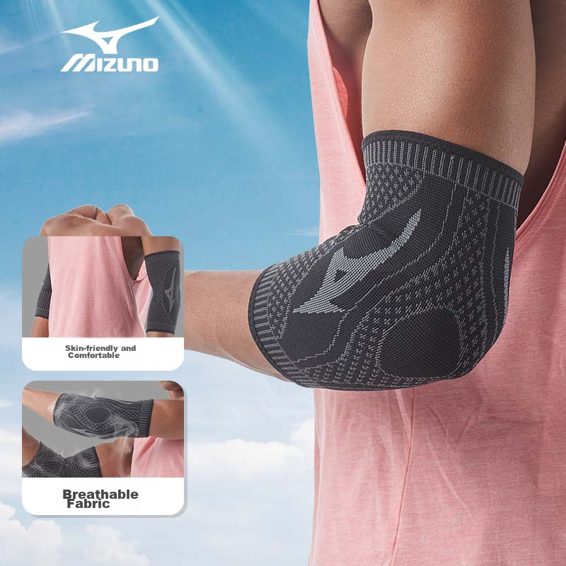 MIZUNO Elbow Guard for Men And Women, Basketball Running Warmth Arm Protection High Elasticity Fitness Protective Gear 011-00M Gray Black Single Piece