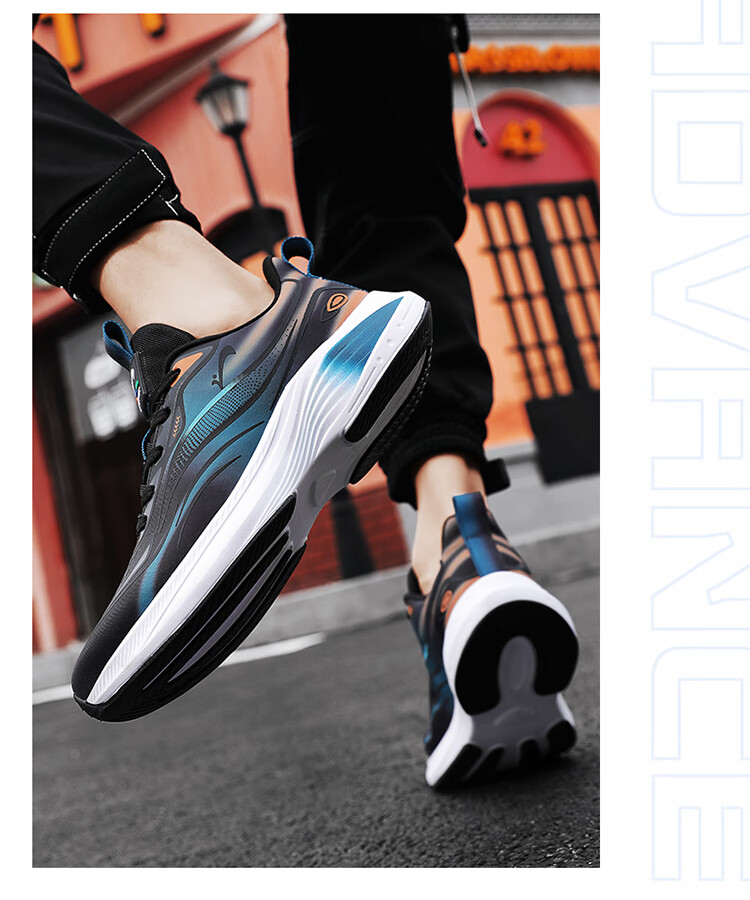 Guirenniao Men's Sports Shoes, Wear-Resistant Breathable Casual Shoes, Mesh Ultra-Light Running Shoes, Black/blue, Size 41 (Recommend Ordering One Size Smaller) 9