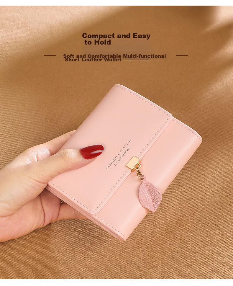 Viney Leather Women's Wallet, Short Foldable Multi-Card Holder Purse, Light Luxury Multifunctional Large Capacity Student Coin Purse 2