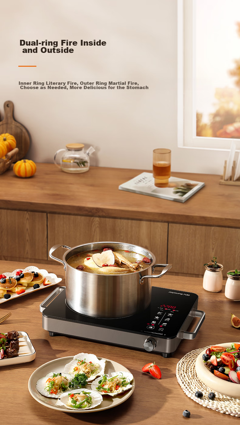Joyoung Ceramic Induction Cooker, 2200W High Power, Household Hot Pot Stove with Low Radiation, Rotating Temperature Control, Compatible with Multiple Cookware, H22-X3 8