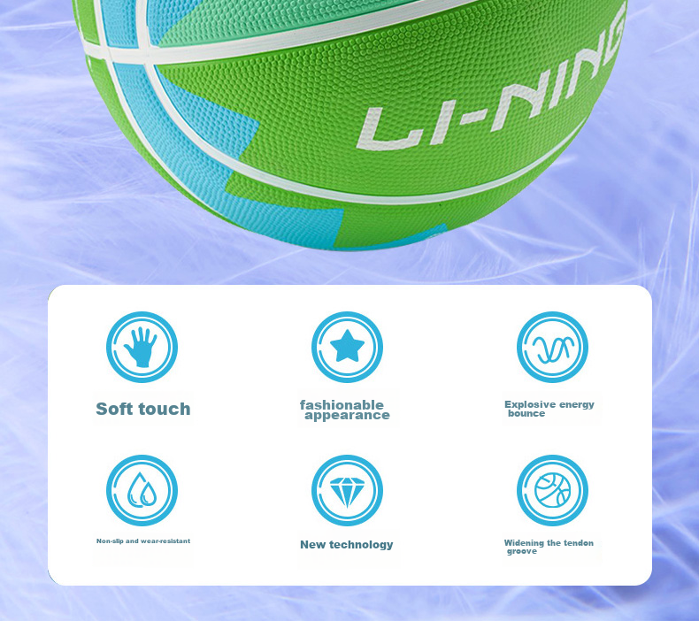 Li-Ning Basketball, Indoor And Outdoor Use, Suitable for Cement Courts And Rubber Outdoor Courts, Size 7 Basketball, LBQK697-4 8