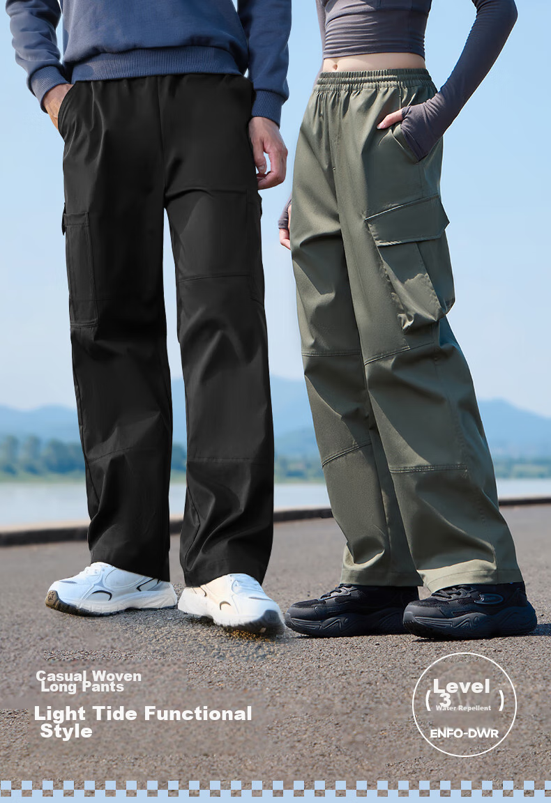 CAMEL Casual Pants for Men, Cargo Pants, Outdoor Water-Repellent, Loose-Fit Wide-Leg Straight-Waist Woven New Sports Trousers 1