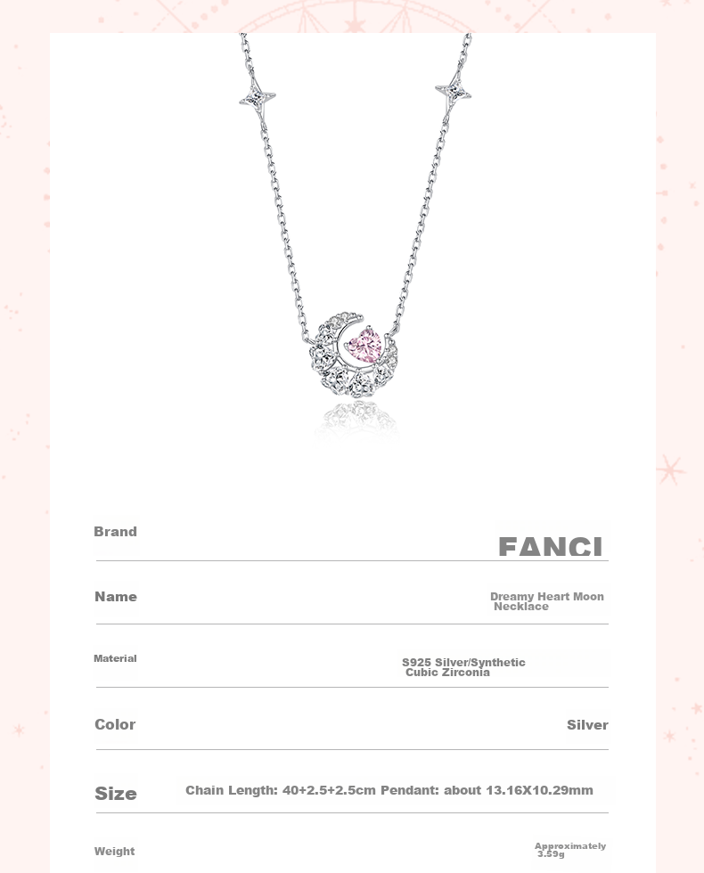 Fanci Dream Moon Necklace for Women, Silver Blue, Elegant Luxury Birthday Gift for Girlfriend 8