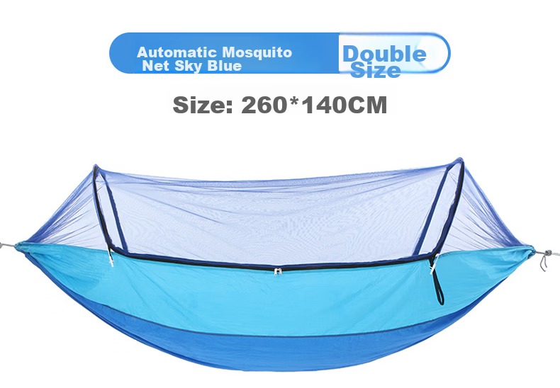 Yonglebao New Single Mosquito Net Hammock, Outdoor Anti-Mosquito And Anti-Rollover Sunshade Sleeping Bag Hammock, Dream Blue/fruit Gree 4