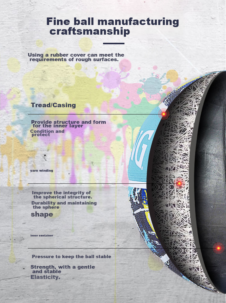 SPALDING Cool Graffiti Rubber Wear-Resistant Outdoor Size 7 Basketball 84-373Y Blue 5