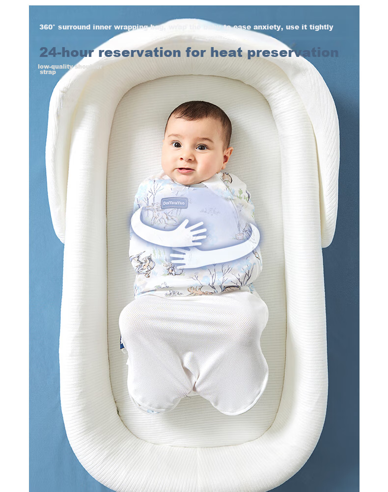 DOMIAMIA Baby Sleeping Bag, Anti-Startle Wrap, Double-Layer Pure Cotton, Newborn NB Size, Suitable for All Seasons 12