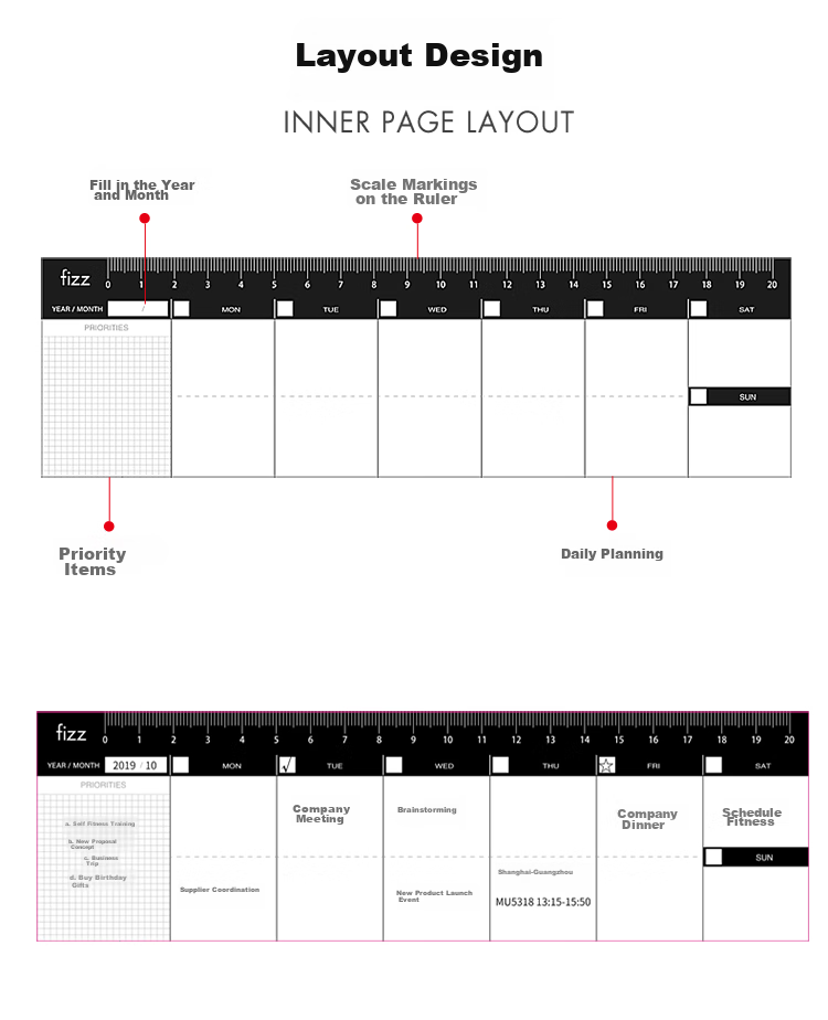 Fizz Self-Filling Calendar, Planner Notebook, Mini Desk Organizer, Task List, Office Desk Planner, Small Notebook, Memo Holder, Phone Stand FZ335014 3