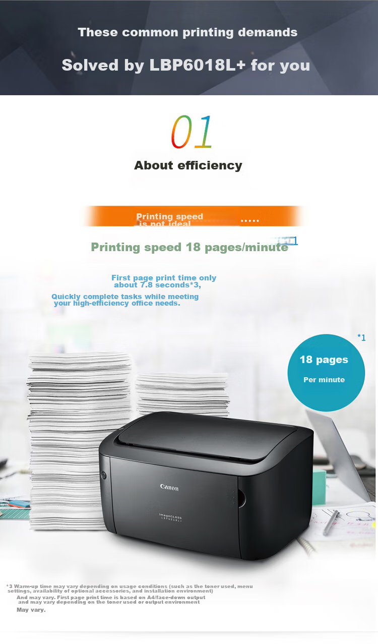 Canon LBP6018L+ A4 Black And White Laser Single-Function Printer (Fast Printing/energy-Saving) for Home/office/18 Pages Per Minute/hospital Prescriptio 2