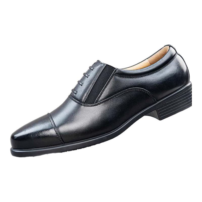 3514 Business Formal Leather Shoes with Three-Joint Design, Simple Slip-On Style for Men, Derby Shoes, Black, Size 43