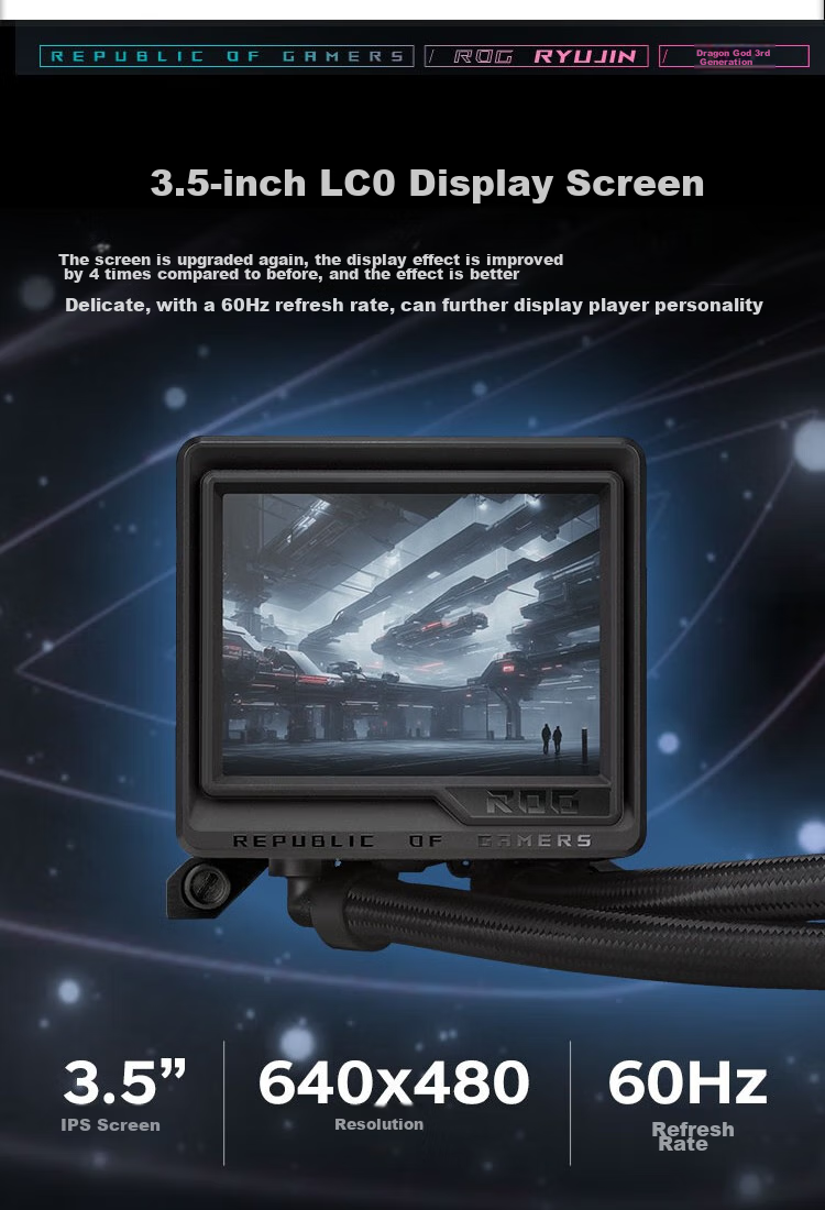 ASUS ROG Dragon God III 360 ARGB EXTREME All-In Liquid Cooler with Asetek's New Design, Thickened Magnetic Fans, And 3.5-Inch LCD Scree 4