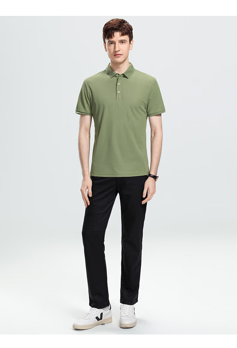 ROMON Short-Sleeve Polo Shirt for Men with Collar, Summer Business Casual Versatile Solid Color Top 8827 13