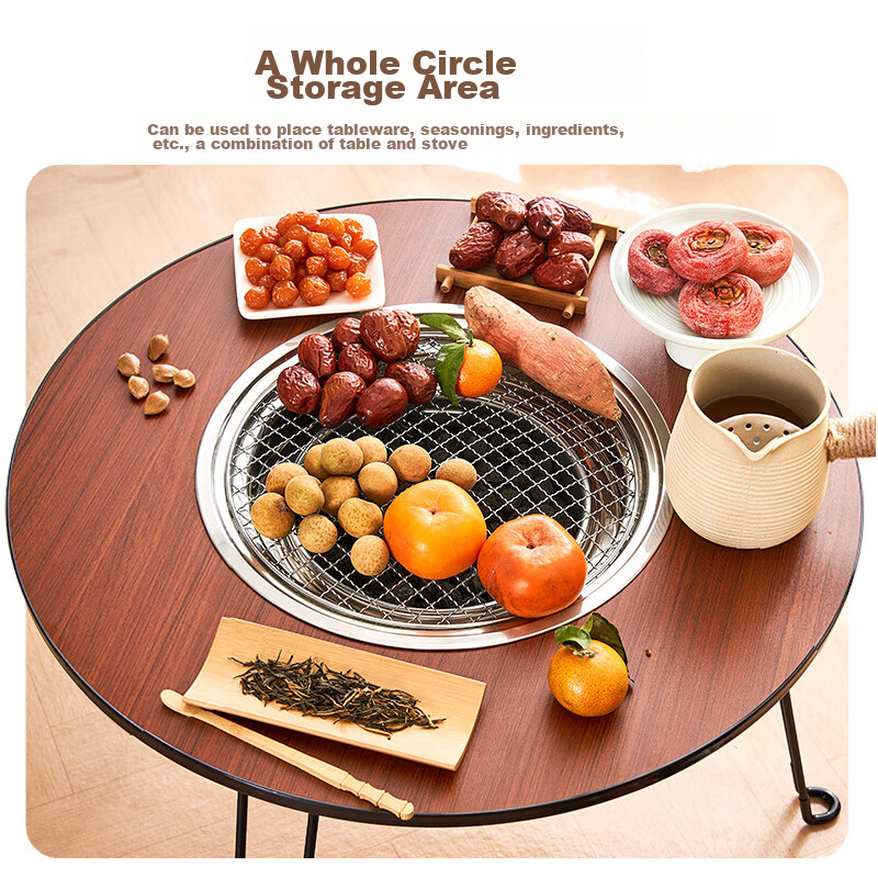 Suncojia Barbecue Grill, Tea Brewing Set with Fire Pit, Home Charcoal Grill, Fire Heater, Grilling Stove, Meat Roasting Ove