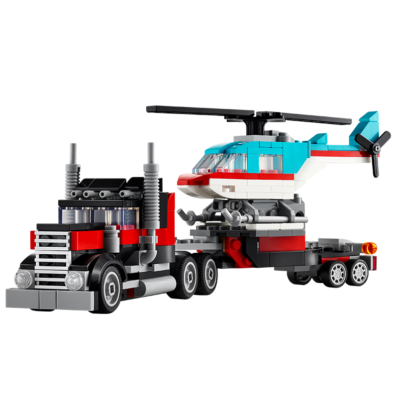 LEGO Building Blocks 31146 Helicopter Flatbed Transport Vehicle, Boys Girls Children's Toy, Birthday Gift, Home Decoration Ornament