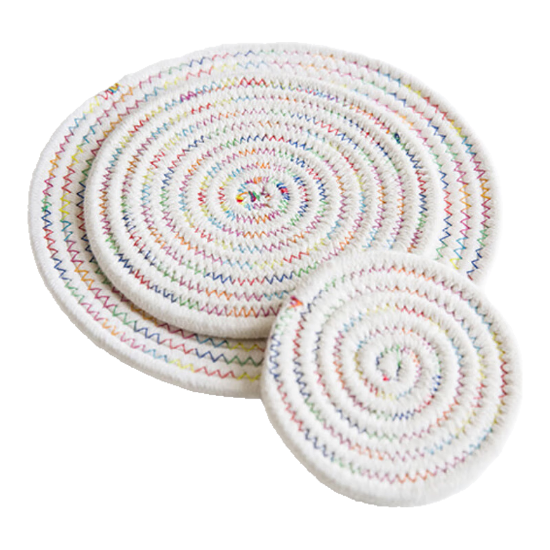 Quanshi Thick Heat-Resistant Coasters, Set of 2, Handwoven Placemats for Home Use, Scald-Proof Pads, Pot Mats, Dish Coasters, Bowl Coasters, Cup Coasters, Non-Slip Mats