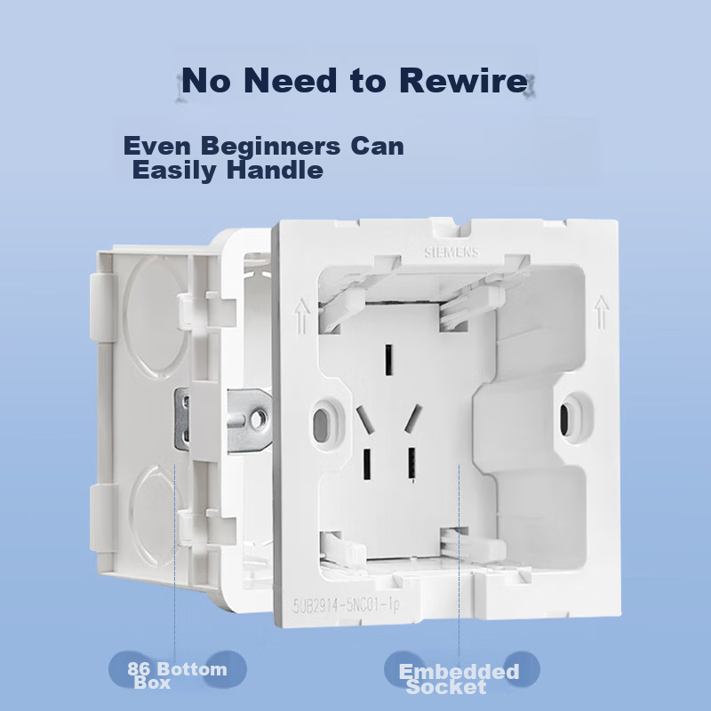 Siemens Switch Socket, Recessed Socket, 10A Five-Hole Adjustable Depth Refrigerator Hidden Socket, Elegant White