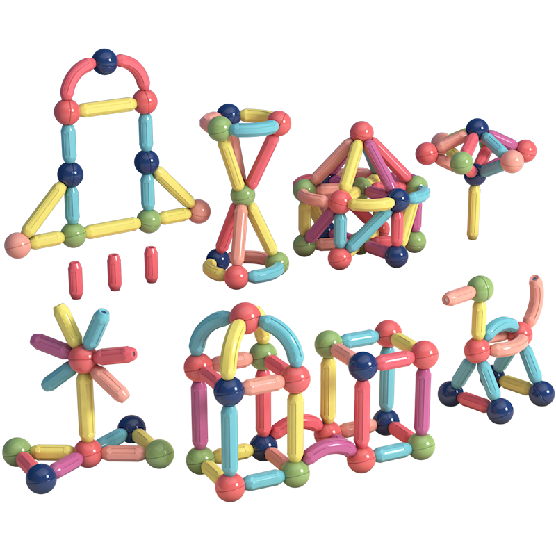Babibu Magnetic Building Blocks Set, 153 Pieces, Children's Toy Construction Kit, Magnetic Tiles, Building Blocks for Ages 3-6 Birthday Gift