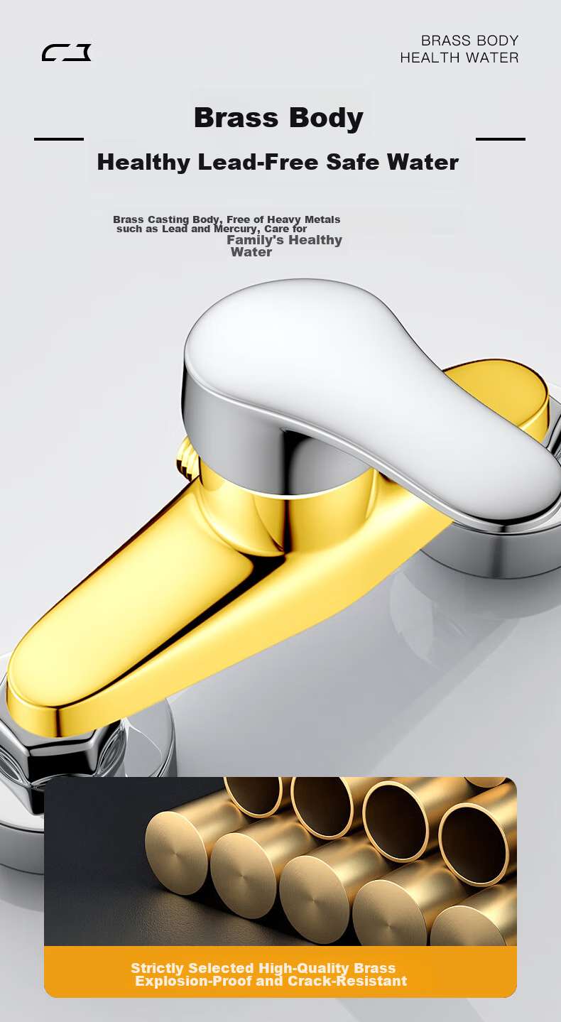 KEGOO Brass Shower Faucet Set, Hot And Cold Mixing Valve Concealed Installation Shower Head Switch Bathroom Rain Shower K211107 4