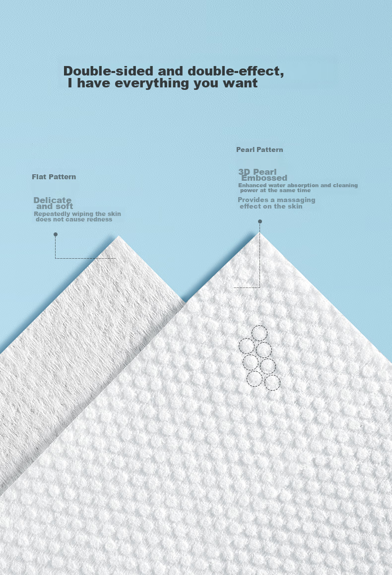 AIBEDILA Disposable Face Towels for Babies, Dual-Use Wet And Dry Soft Cotton Pads, Thickened Pearl Pattern Beauty Makeup Face Towels, 80 Sheets * 6 Packs 5