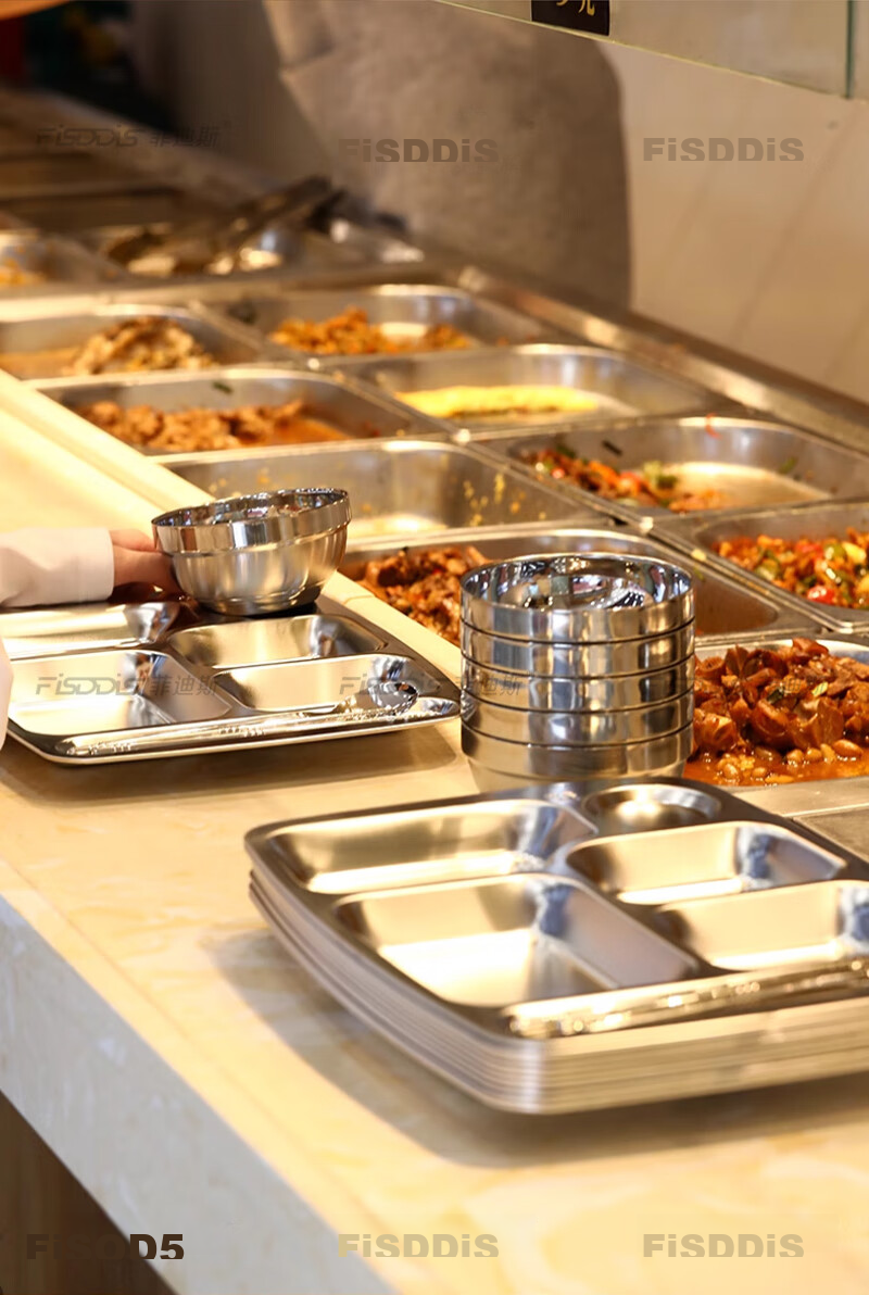 FISDDIS304 Stainless Steel 6-Compartment Commercial Fast Food Tray 350g 29