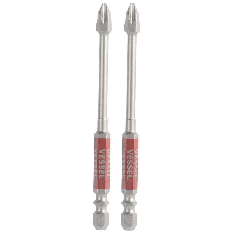 VESSEL Weiwie Screwdriver with Magnetic Tip, Single-Head Screwdriver Bit, Long And Short Groove Phillips Head PH2X100mm, 2-Piece Set